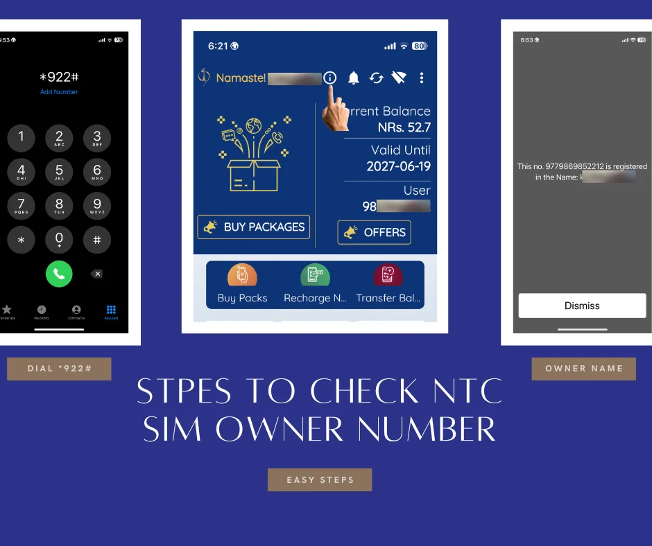 how to check ntc sim owner name
