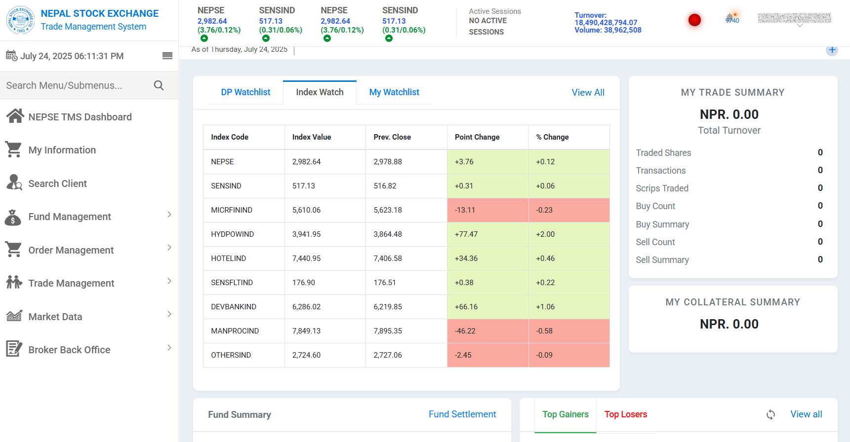 nepse tms dashboard