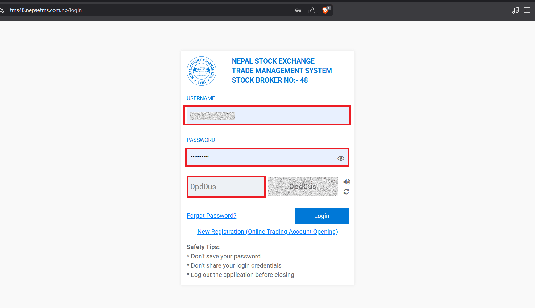 nepse tms login page