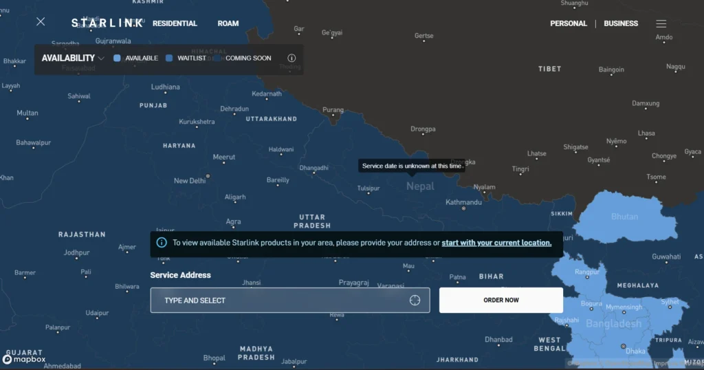 starlink is currently unavailable in nepal