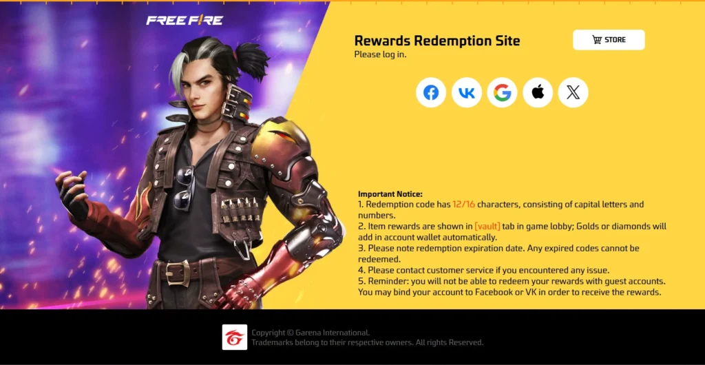 free fire official redemption site