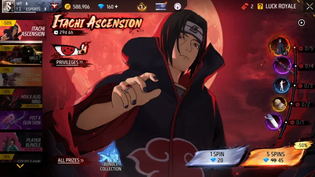 itachi bundle luck royal spin