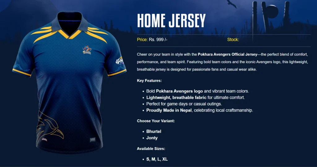 pokhara avenger jersey price