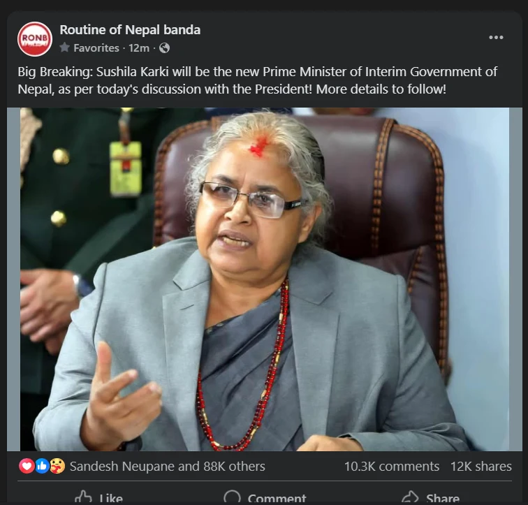 Sushila Karki Becomes Interim Prime Minister