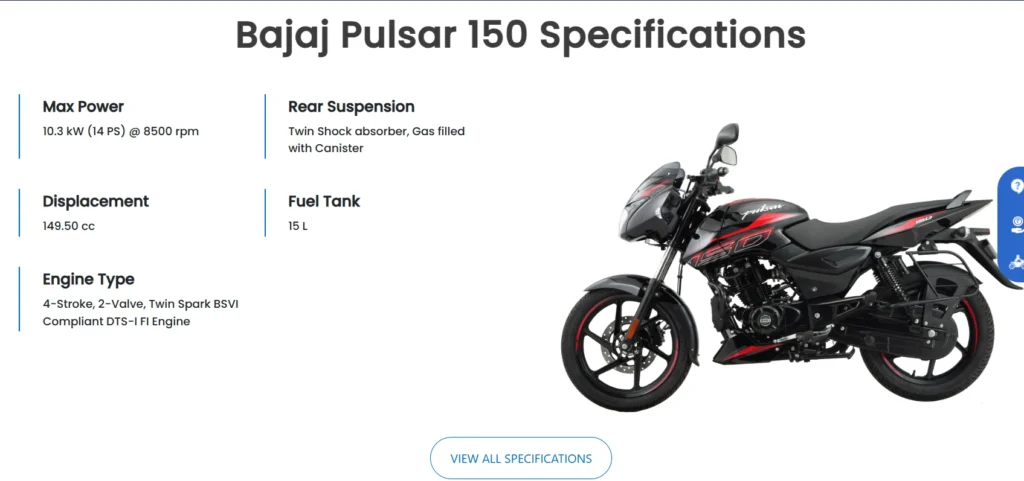 bajaj pulsar 150 specifications