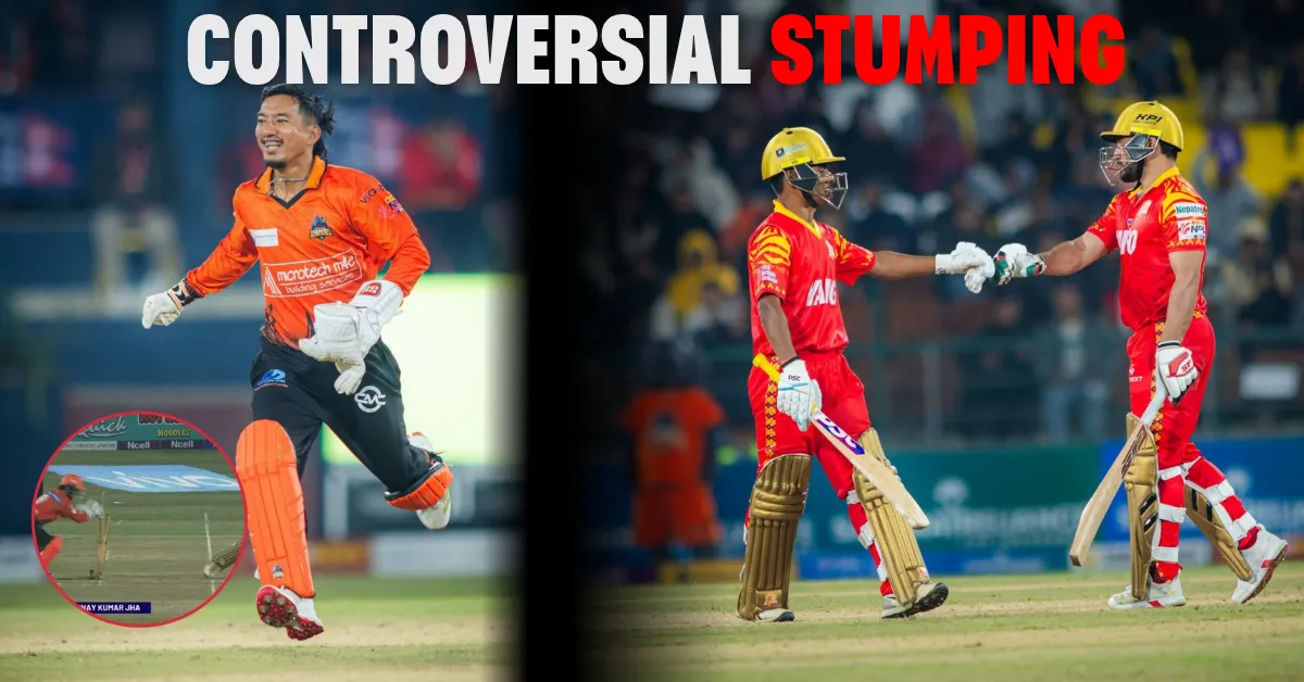 Lumbini Lions Win by 6 Wickets Rohit Paudel Stumping Controversy