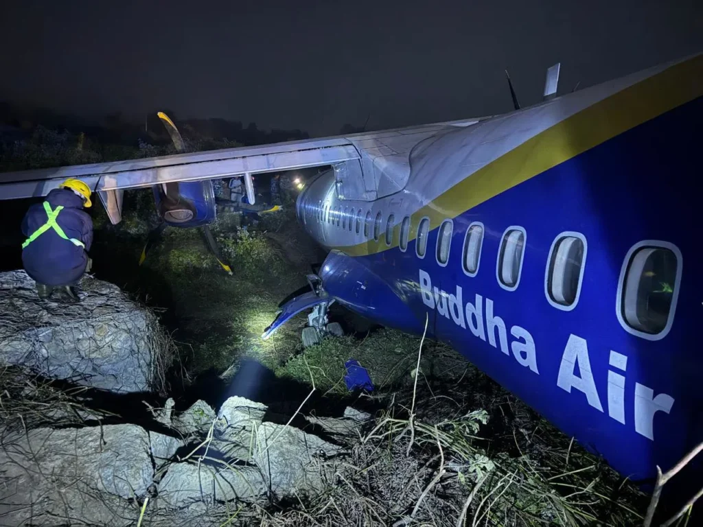 Buddha Air Plane Skids Off Runway at Bhadrapur Airport Condition of Buddha Air after aircraft left the runway at Bhadrapur Airport, Jhapa.