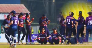Nepal women cricket team during match against Scotland in Kirtipur