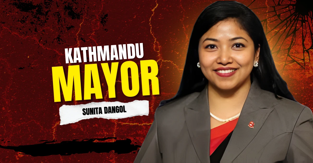 Sunita Dangol speaking at an official event as acting mayor of Kathmandu