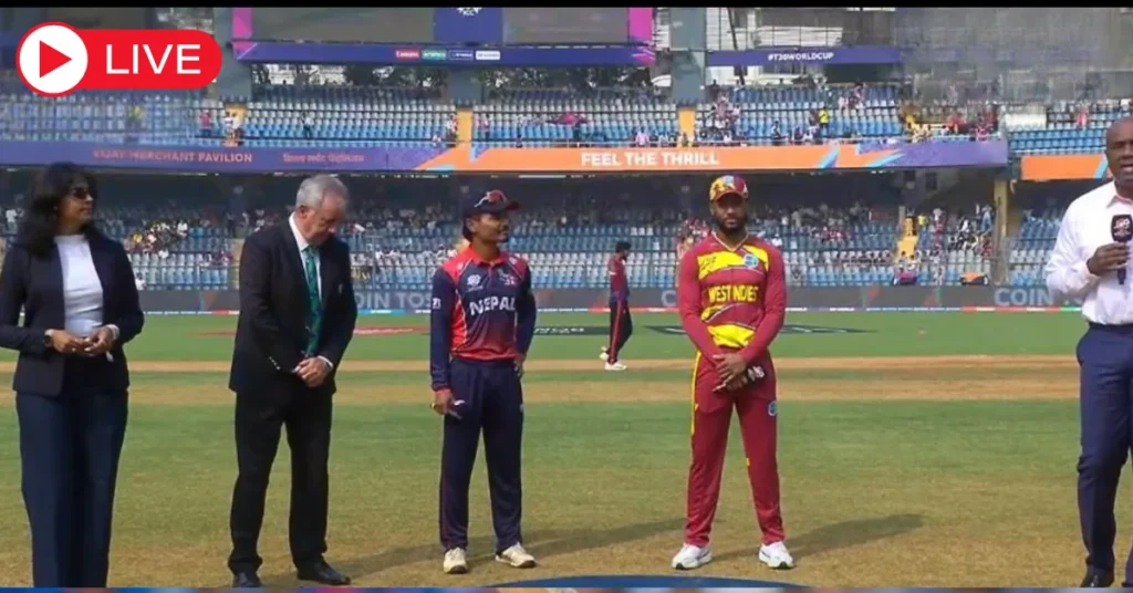 Nepal cricket team batting against West Indies T20 World Cup 2026 Wankhede Stadium Mumbai