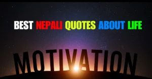 Collection of 30 motivational Nepali quotes about life with English translations on mountain background